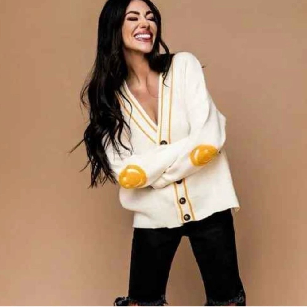 Dressed in LALA Cream and Yellow Cardigan
